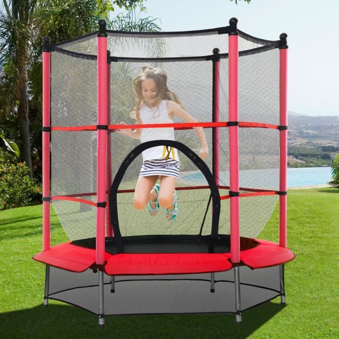 GIANTEX Trampoline Extérieur pour Enfants avec Filet de Protection, Trampoline de Jardin avec Grande Porte Zippée,140x78,72x162CM - Cdiscount  Jeux - Jouets