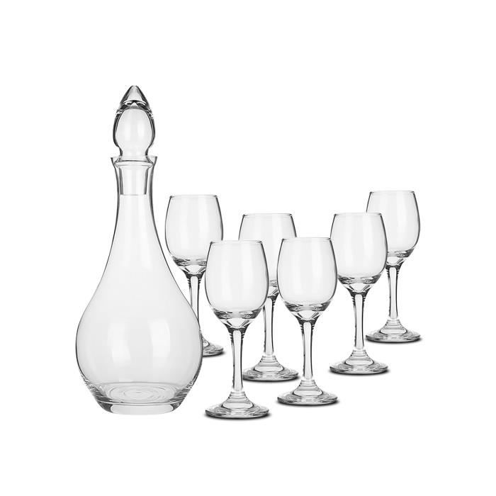 Set de carafe avec 6 verres à pied en verre JUANIO Cdiscount Maison