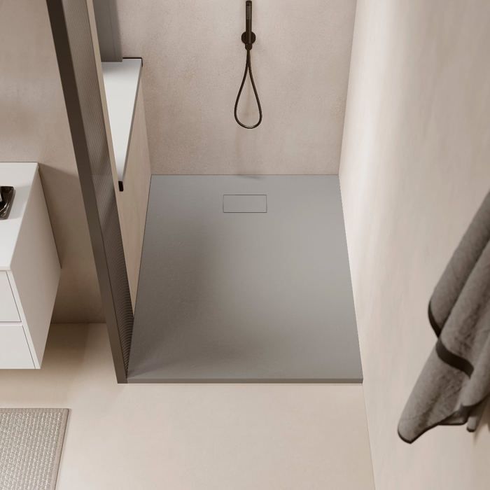 rectangulaire blanc Receveur de douche 90 x 130 cm extra plat PIATTO en SoliCast/® surface ardois/ée