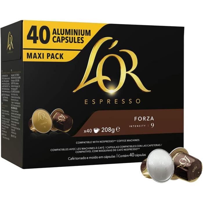 LOT DE 3 - L'OR Espresso - Café Forza Intensité 9 - Capsules de café compatibles Nespresso - Paquet de 40 capsules