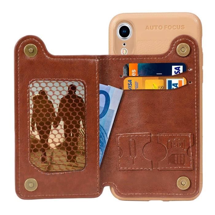 Coque iPhone XR,Brown Cuir Premium Portecartes Fonction Stand Coque — free download