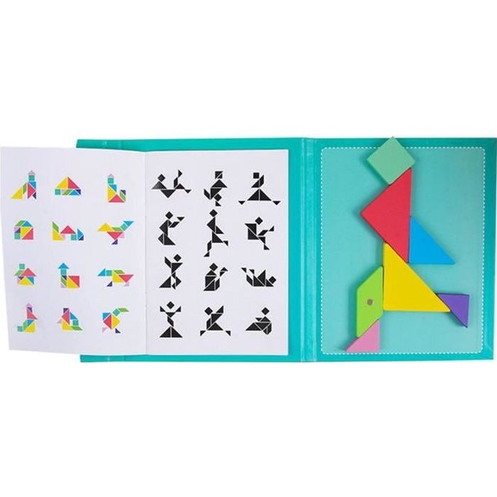 Jouet Puzzle Tangram Magnétique Géométrique pour Enfants - MOGOI - 7 Pièces - Vert