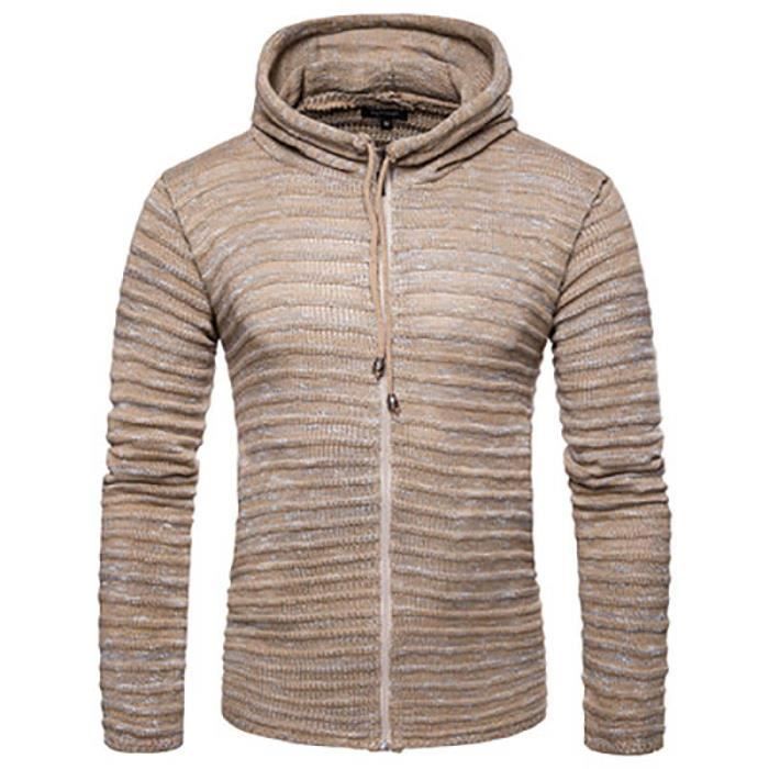 Pull homme de Marque de Pull a A capuche Mode mince sweatshirt hommes Design plisse vintage Vetement Masculin Kaki noir Cdiscount Pret a Porter