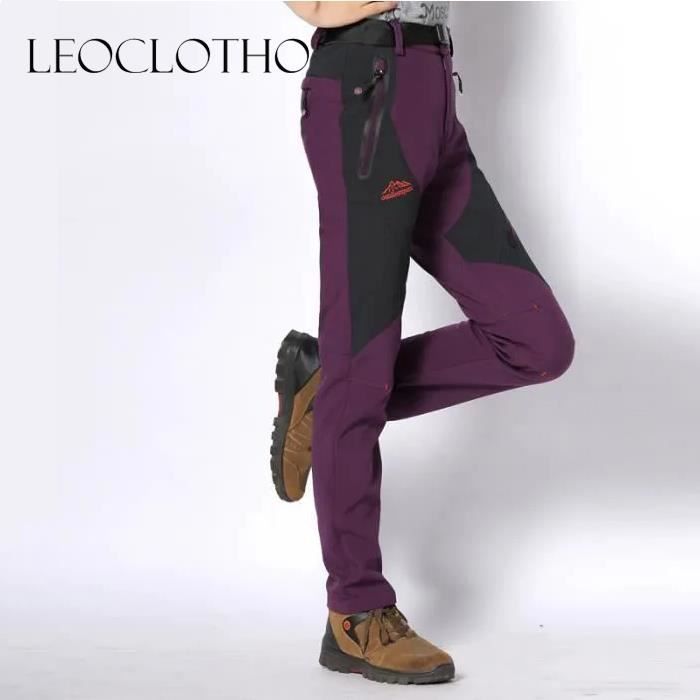 LEOCLOTHO-Pantalons de Softshell Randonnée Femme de Marque Polaire  Imperméable Respirant Pantalons Extensible