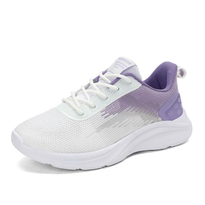 Basket Femme Chaussures Sport Respirante Blanc Lacets Blanc