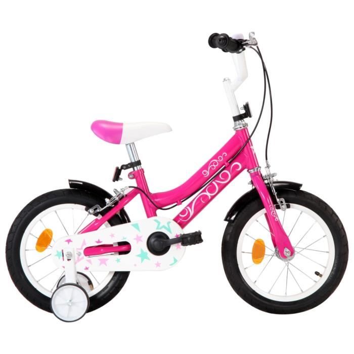 Vélo pour enfants - vidaXL - 14 pouces - Noir et rose - Roues d'entraînement latérales