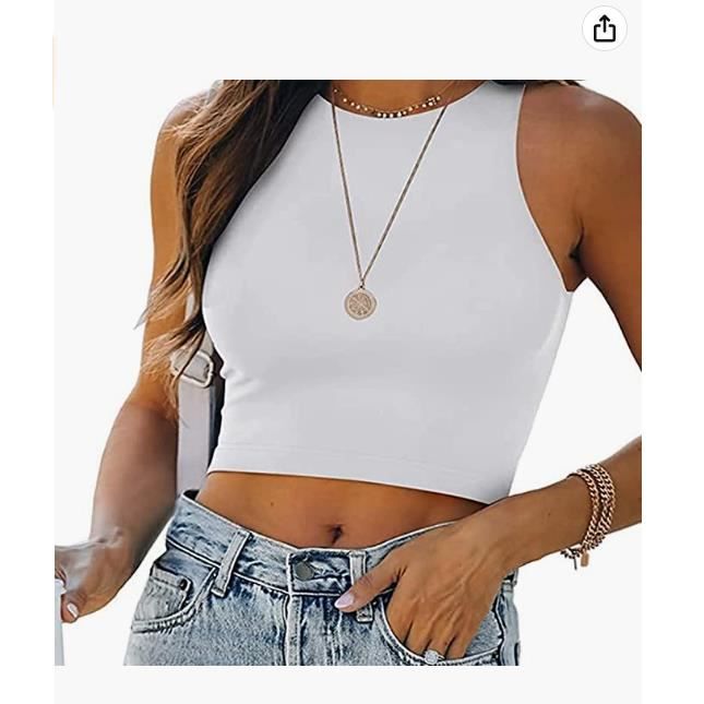 Lot De 4 Débardeurs Crop Tops Femme - Racerback Sans Manches - Polyester - Sport Ou Quotidien