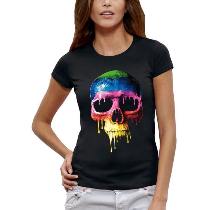 T-shirt Femme Fluorescent Avec Motif Dean Russo - Chien Pug, 100% Coton, Tailles Small à 3X - Neuf Sans étiquette