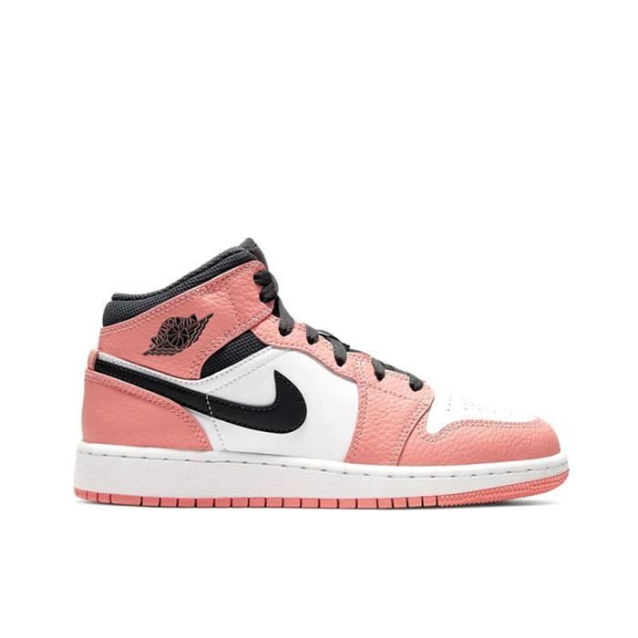 Basket Nike Air Jordan 1 Mid Pink Quartz GS Chaussure de Sport Femme 555112 603 Roes Cdiscount Chaussures