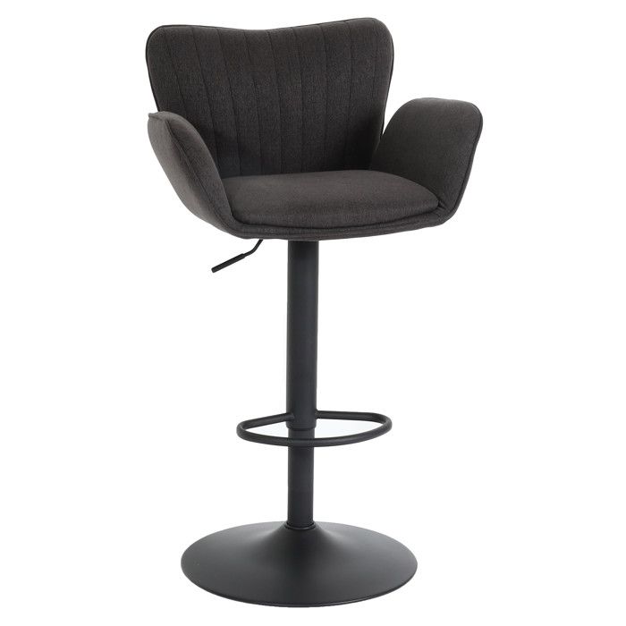 Tabouret de bar HWC-M67 chaise de bar pivotante avec accoudoirs repose-pieds pivotant tissu/textile fer - gris foncé p Tabouret de bar HWC-M67 chaise de bar pivotante avec accoudoirs repose-pieds pivotant tissu/textile fer - gris foncé p