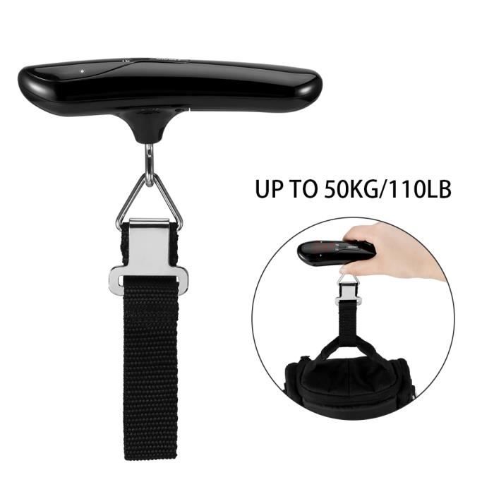 Pese Bagage Electronique Balance Portable Pese Bagages Numérique Max 50Kg/ 110Lb (LB,g,Oz,kg) Balance électronique/Fonction Tare/Voyage/Shopping/Poste/Usage Domestique/Extérieur Rouge