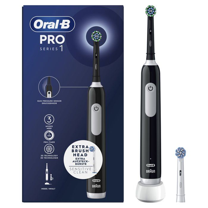 Brosse à dents électrique - ORAL-B - Pro 1 - Noir - Oscillo-rotatif - Rechargeable + 1 Brossette