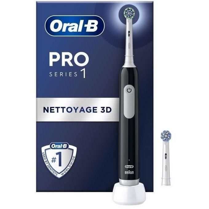 Oral-B Pro Series 1 Brosse À Dents Électrique Noire, 2 Brossettes, Conçue Par Braun