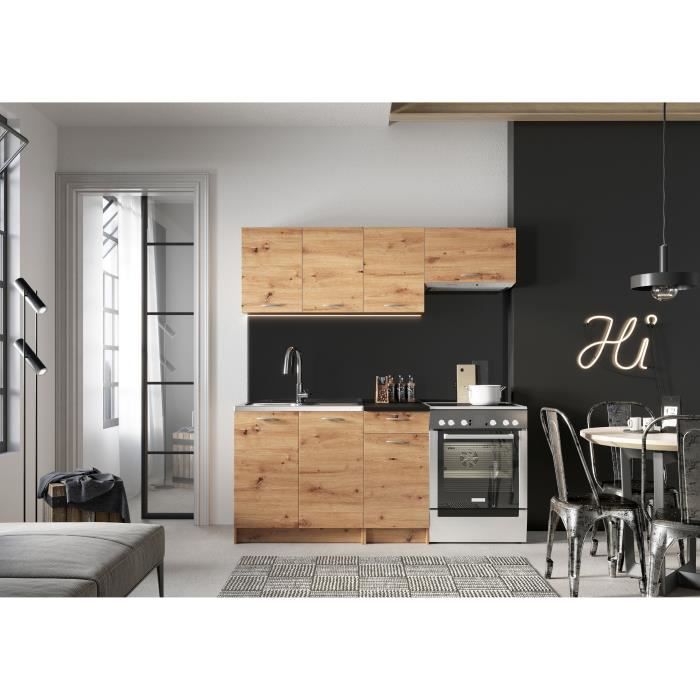 Cuisine complète Mila 5 éléments couleur chêne artisan avec plan de travail inclus - Longueur 120-180 cm Cuisine complète Mila 5 éléments couleur chêne artisan avec plan de travail inclus - Longueur 120-180 cm