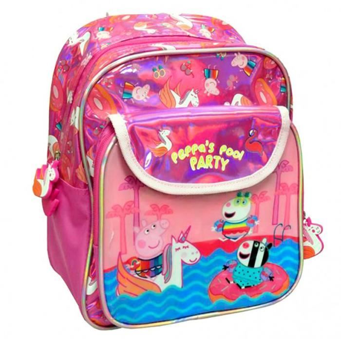 Sac à Dos Peppa Pig à Paillettes - Rose Holographique | Poche Avant Zip | Bretelles Réglables | Idée Cadeau Fille