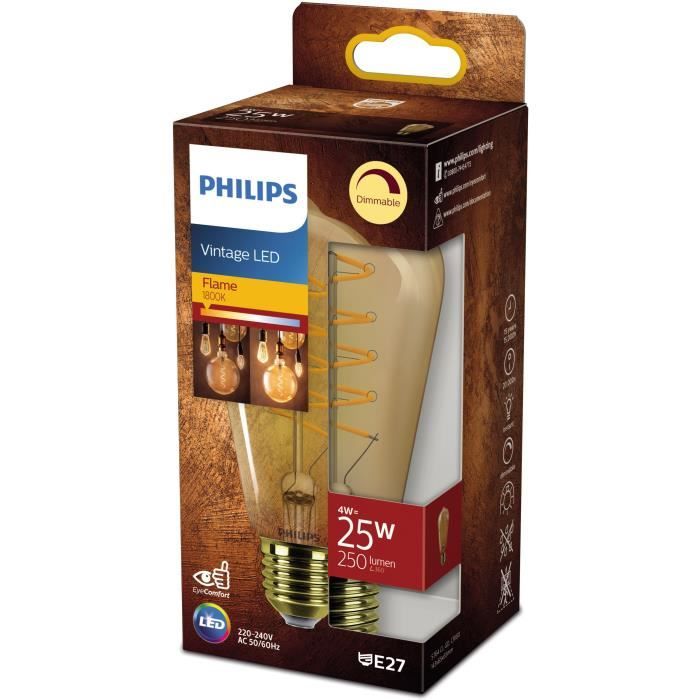 Philips ampoule LED Standard E27 40W Blanc Chaud Claire, Verre, Lot de 6