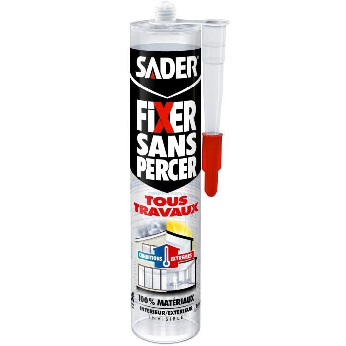 Mastic de Fixation SADER Fixer Sans Percer Tous Travaux Invisible Tous Matériaux - cartouche 290 ml