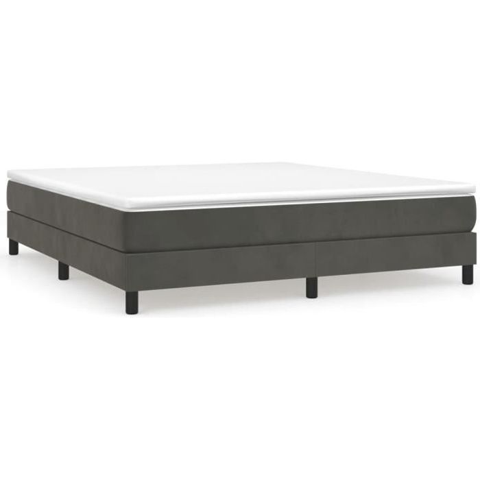 Sommier à ressorts - SALALIS - SP069109 - Velours gris foncé - 160x200 cm - 2 places