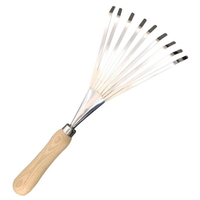 Discount Rake 1PC Stainless Steel Rake Wooden Handle Fallen Leaves Sweeper Gardening ...