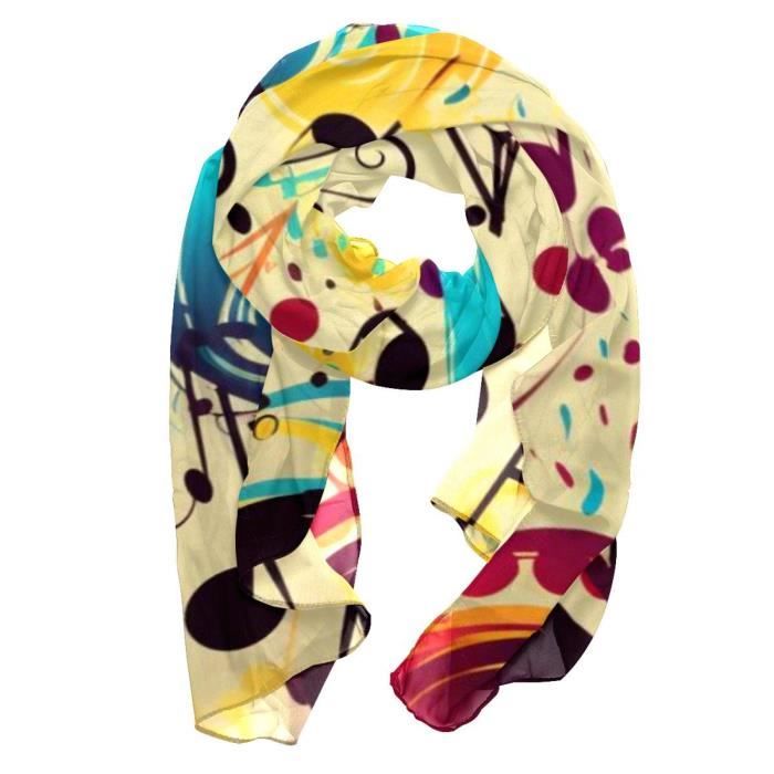 Écharpe Imprimée Notes De Musique Style Mozart - Viscose Douce, Pour Femmes, Saisons Fraîches