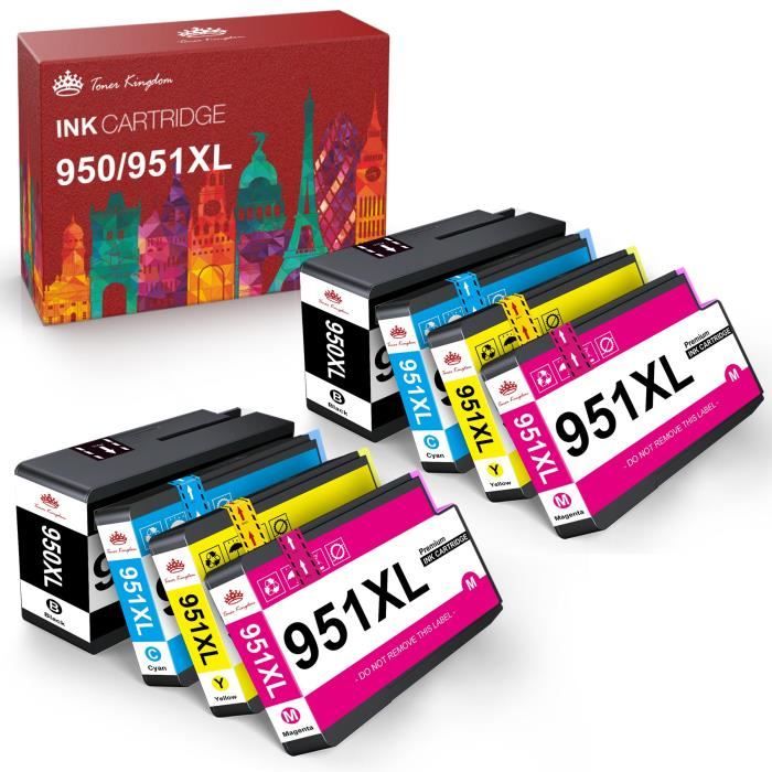 Lot De 8 Cartouches D'encre Compatibles HP 950/951 (XL) - Noir, Cyan, Magenta, Jaune, Neuf