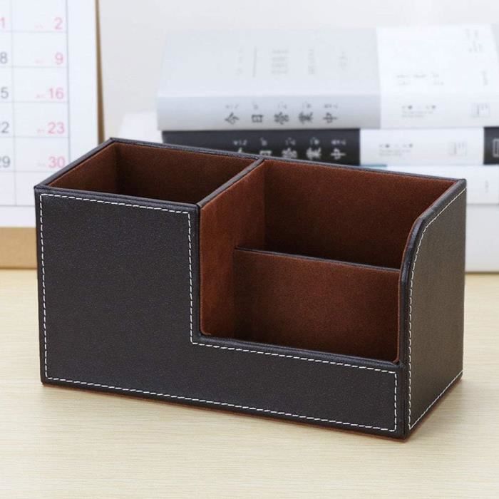 Organisateur de Bureau en Bois avec 4 Compartiments Amovibles et Porte-Télécommande Organisateur de Bureau en Bois avec 4 Compartiments Amovibles et Porte-Télécommande