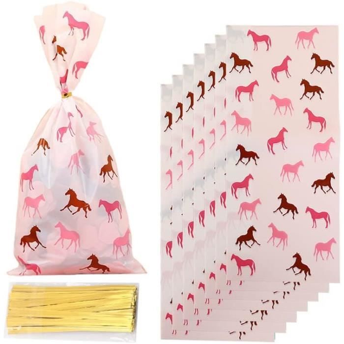 Lot De 100 Sac De Bonbon De Le Poney,Sac Cadeau Le Cartoon Cheval,Sacs