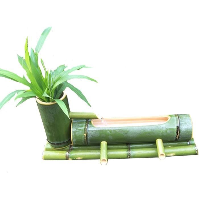 Pot De Fleur Fontaine En Céramique – 40cm – Avec éclairage LED Et Bambou – Neuf