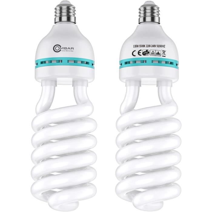 Lot De 2 Lampes Studio 135W E27 5500K – Lumière Jour, Pour Photo/vidéo, Compatible Nombreuses Marques
