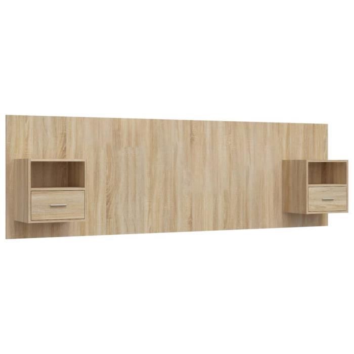 Tête De Lit Murale Avec Rangement - Meuble Chêne Sonoma 180x103.5cm, Bibliothèque Intégrée Pour Chambre