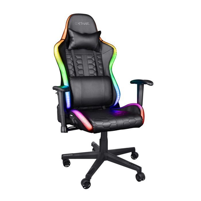 Trust Gaming GXT 716 Rizza Chaise Gaming Éclairée RGB LED – Chaise de Bureau Gamer avec 350 Couleurs, Pivotement sur 360°