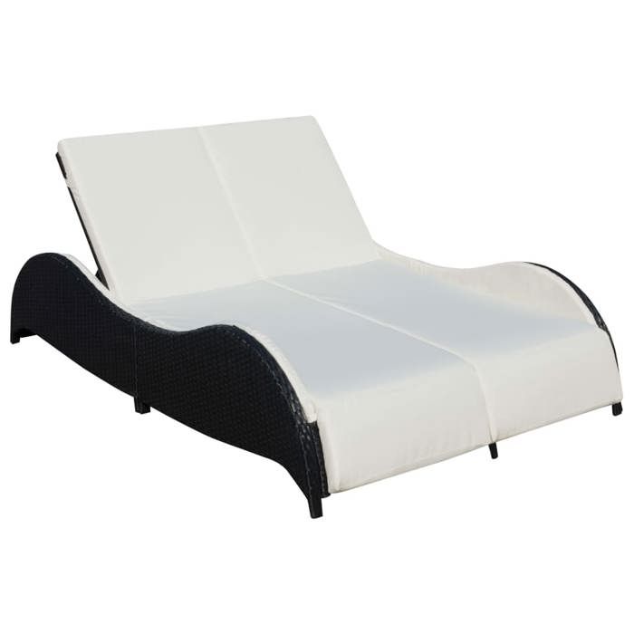 vidaXL Chaise longue double avec coussin Résine tressée - vue 2