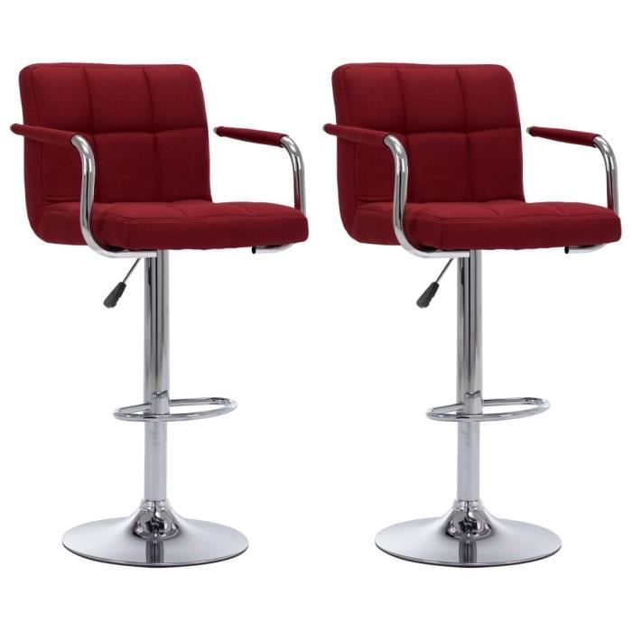 vidaXL Chaises de bar 2 pcs Bordeaux Tissu