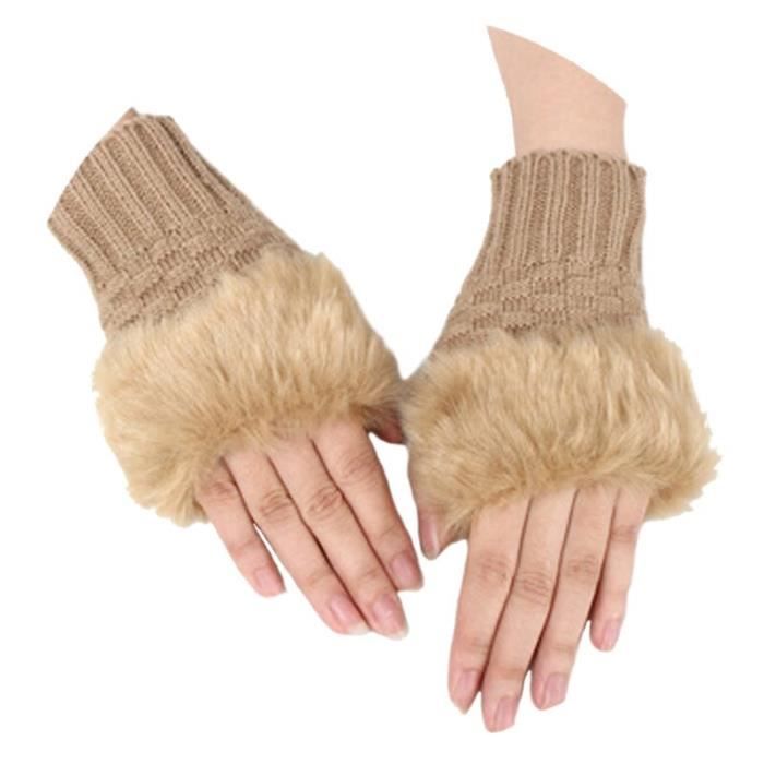 Gants Femme Écran Tactile Femmes Hiver Chaud Mitaines Demi-Doigts T