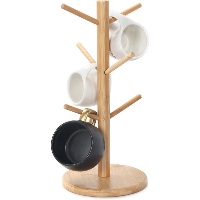 Porte-Tasse à café | Égouttoir à gobelets en Bois avec 6 Crochets,Accessoires de Bar à café Porte-Tasse à café | Égouttoir à gobelets en Bois avec 6 Crochets,Accessoires de Bar à café