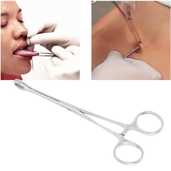 LIH Kit de perçage corporel professionnel Pince à piercing en acier  inoxydable Pince à aiguille Anneaux de nombril