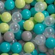 KiddyMoon 200 7Cm L'ensemble De Balles Plastique Pour Piscine Enfant Fabriqué En EU, Turquoise/Vert Clair/Gris/Transparent-1