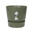 ELHO Pot de fleurs rond Greenville 30 - Extérieur - Ø 29,5 x H 27,8 cm - Vert feuille-1