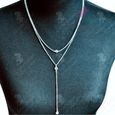 LCC® Collier argent femme fantaisie pendentif fille cadeau bijoux fin chaîne cou anniversaire sautoir fête alliage d'aluminium gris-1