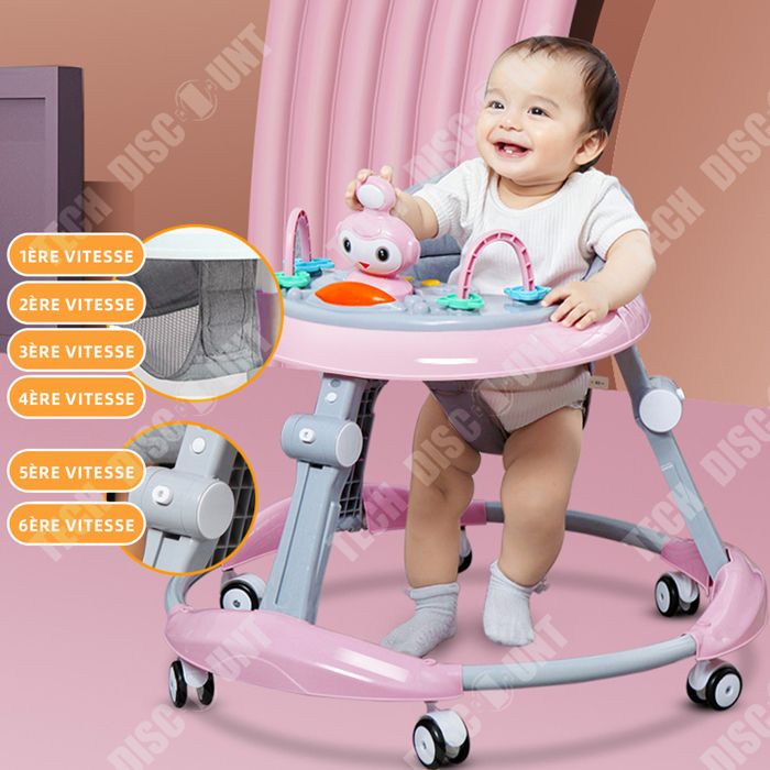 Trotteur Bébé Pliable - 6 à 18 Mois, Roues Silencieuses, Plateau D'Activités Musical