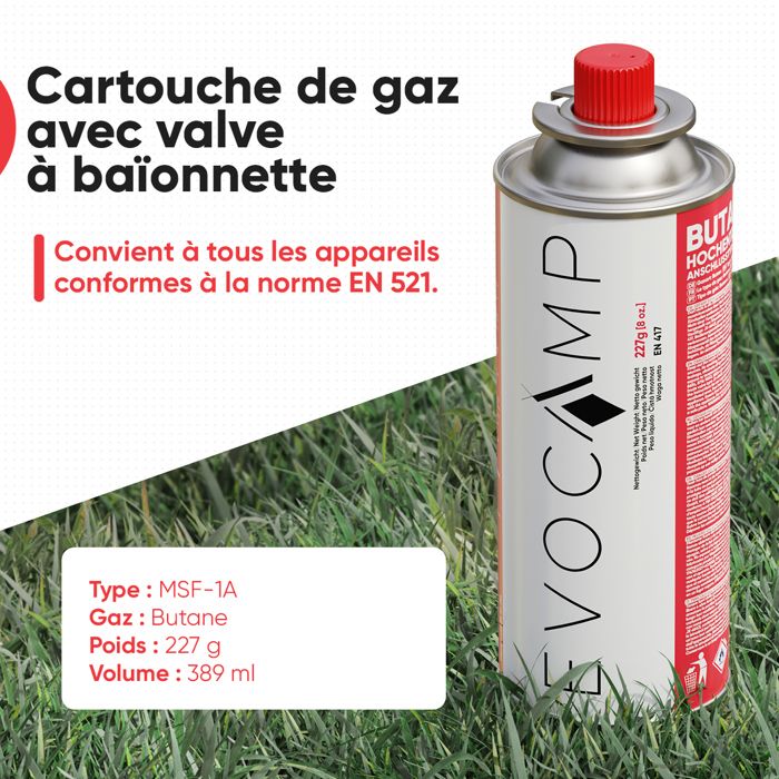 EVOCAMP 84X bouteilles de gaz butane 227g pour réchaud de camping, chauffage au gaz ou brûleur EVOCAMP 84X bouteilles de gaz butane 227g pour réchaud de camping, chauffage au gaz ou brûleur