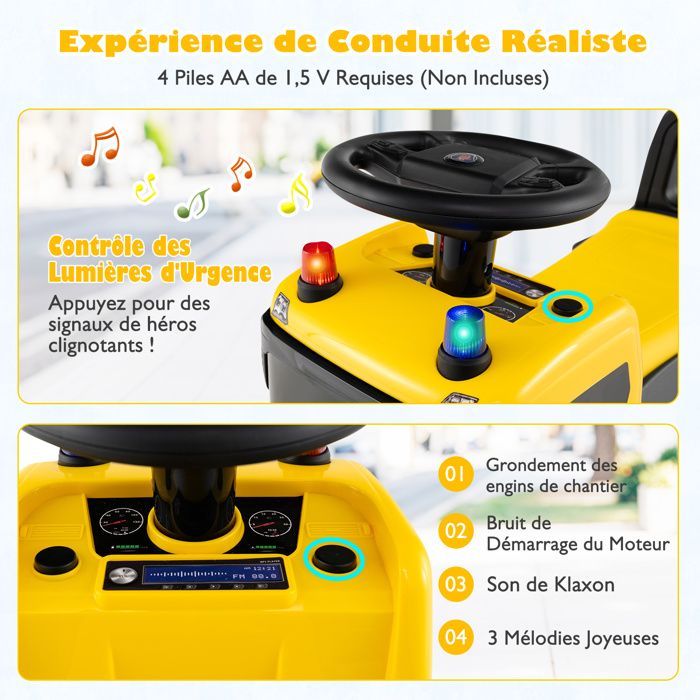 DREAMADE Porteur Enfant – Voiture à Pédales Avec Volant, Lumières, Sirène, Klaxon Et Musique – Rangement Sous Le Siège, Rouge, Dès 18 Mois
