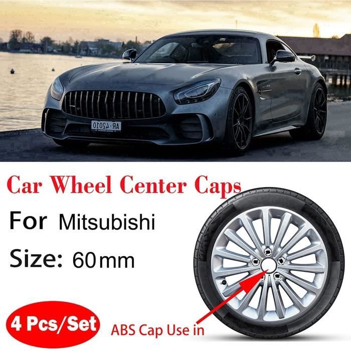 Lot De 4 Cache-Moyeux 65 Mm Pour Mitsubishi - Capuchons De Roue ABS Étanchéité Logo Centre Jante, Noir Haute Qualité