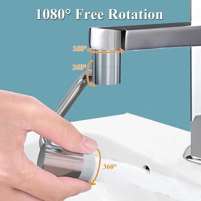 Frunimall Embout de robinet pivotant, 1080 degrés rotatif pour robinets,  mousseur de robinet, régulateur de jet, rallonge de robinet pour robinets,  cuisine : : Bricolage