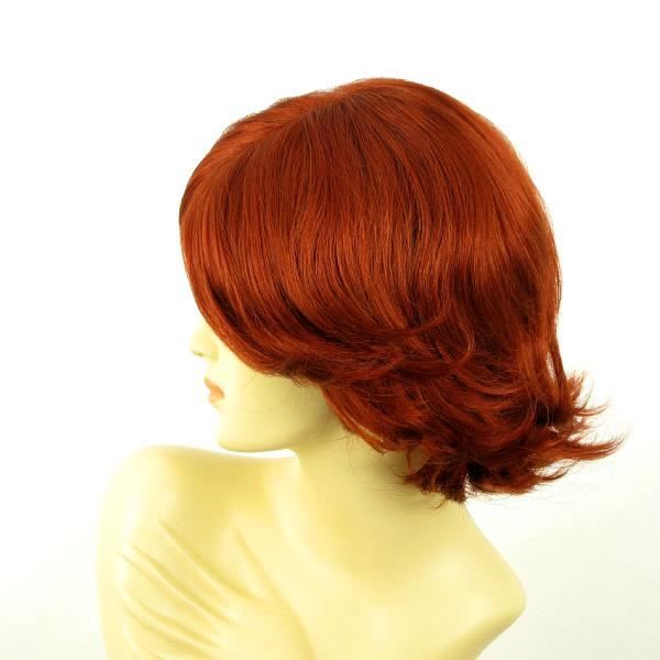 Perruque Courte Femme - Roux Cuivré Intense, Modèle Carole 350, Synthétique, Bonnet Moyen