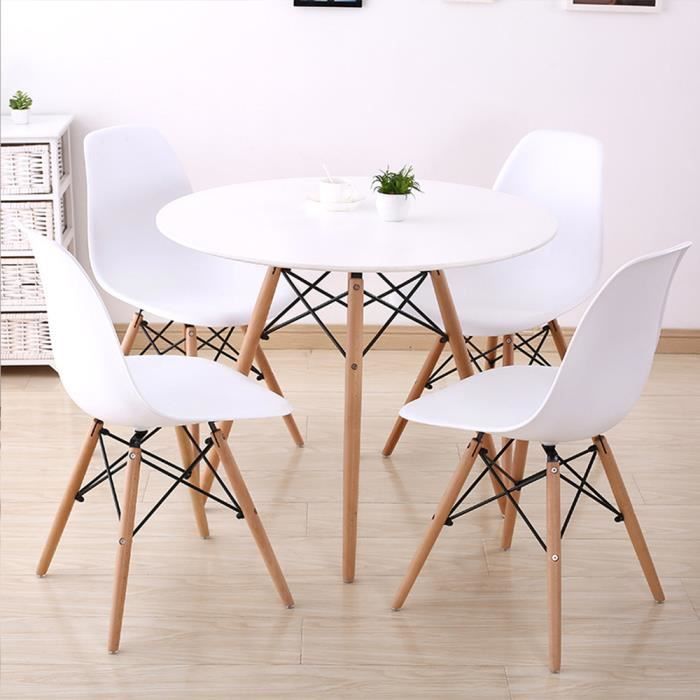 Table Basse Ronde Blanche Scandinave 50 Cm - Meuble Salon Minimaliste Bois 50x47 Cm - Idéal Chambre Enfant & Salon