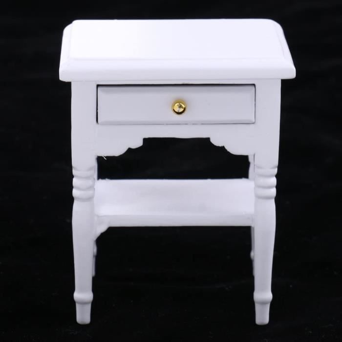 Odoria Table d'appoint miniature pour maison de poupée : table d'appoint à l'échelle 1/12 – Mini table pour salon, chambre à coucher – Petit meuble de campagne français en bois avec tiroir