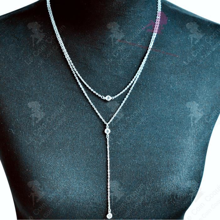 Collier Fantaisie Gris Avec Pendentif Pour Femme - Bijou élégant Et Tendance