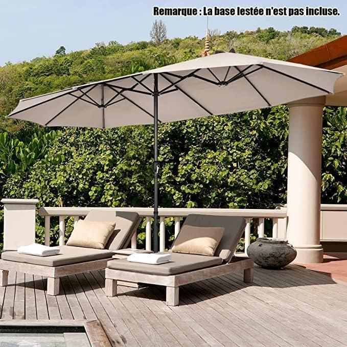 Parasol Double Tête Anthracite VidaXL - 385x209x244 Cm, Tissu Polyester Gris, Manivelle, Pliable, Résistant UV - 2