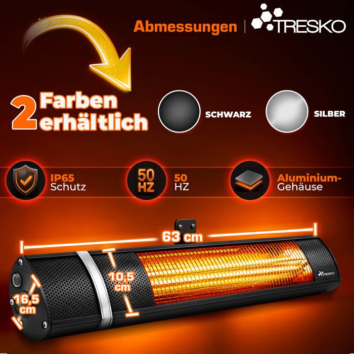 TRESKO Radiateur Infrarouge Ext rieur 2000W Chauffage Radiant tresko-radiateur-infrarouge-ext-rieur-2000w-chauffage-radiant